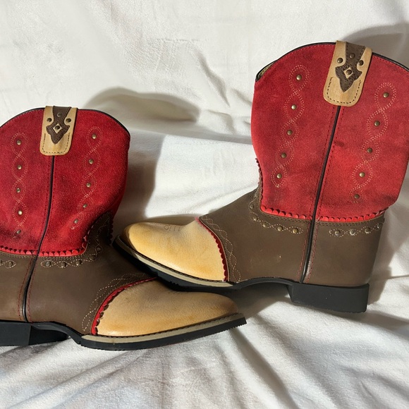 Smoky Mountain Red Tan Leather Western ankle Boots Sz Men’s 6.5/Women’s 8.5 - Picture 4 of 14